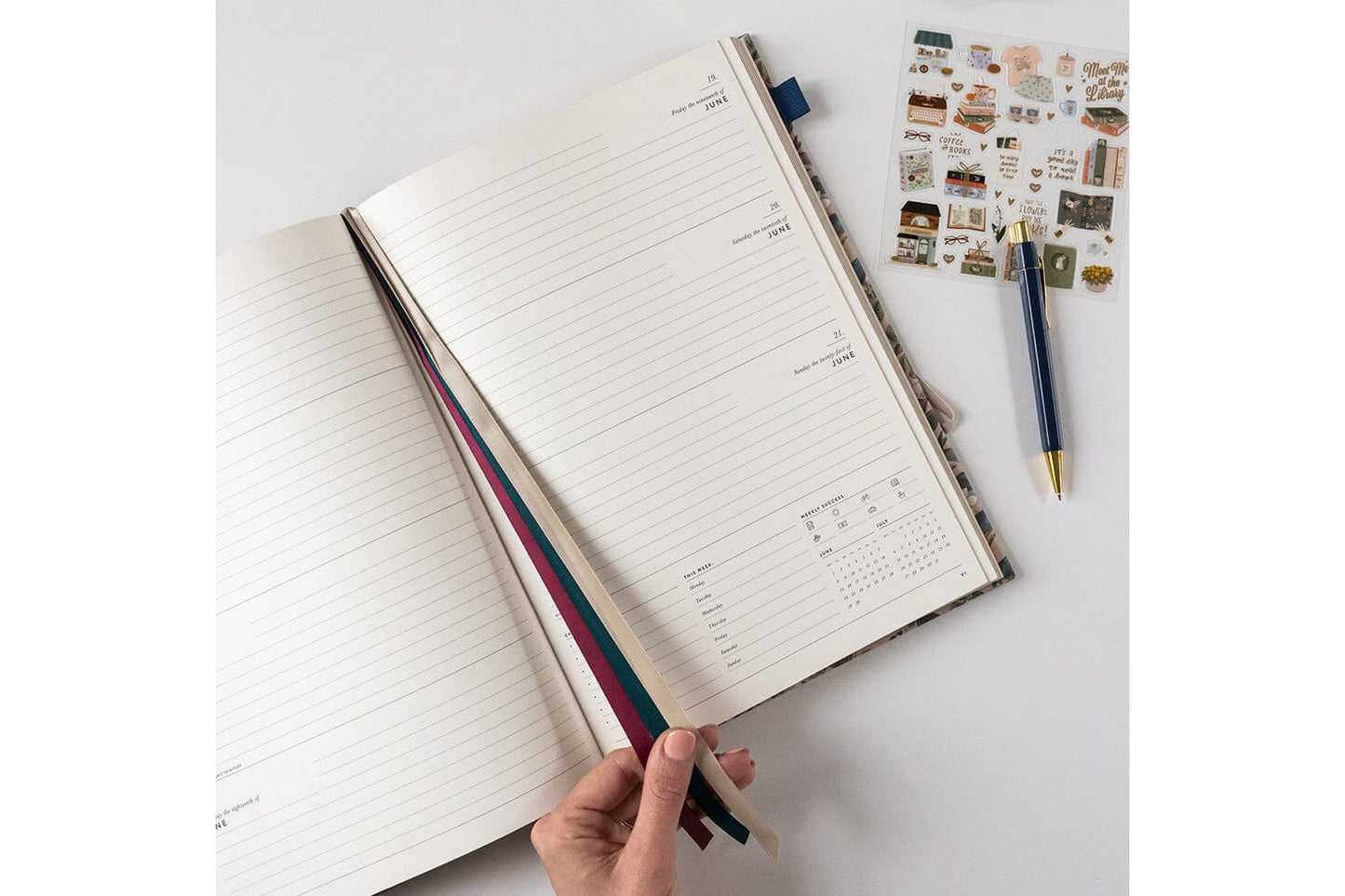 Bespoke Letterpress 2026 Desktop A4 Linen Bound Planner - Botanical Grove | Flywheel | Stationery | Tasmania