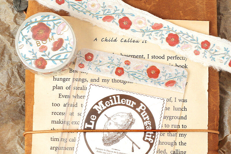 BGM Masking Tape - Flower Pattern Plum | Flywheel | Stationery | Tasmania