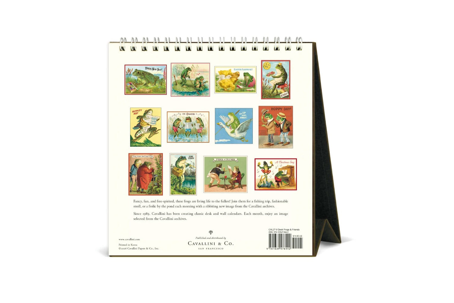 Cavallini 2027 Desk Calendar - Frogs & Friends