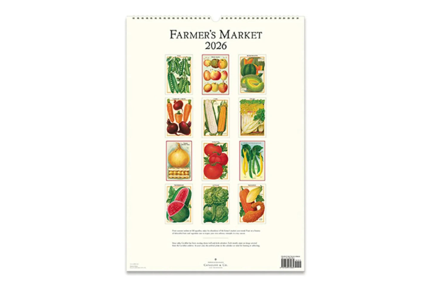 Cavallini 2026 Wall Calendar - Farmer's Market | Flywheel | Stationery | Tasmania