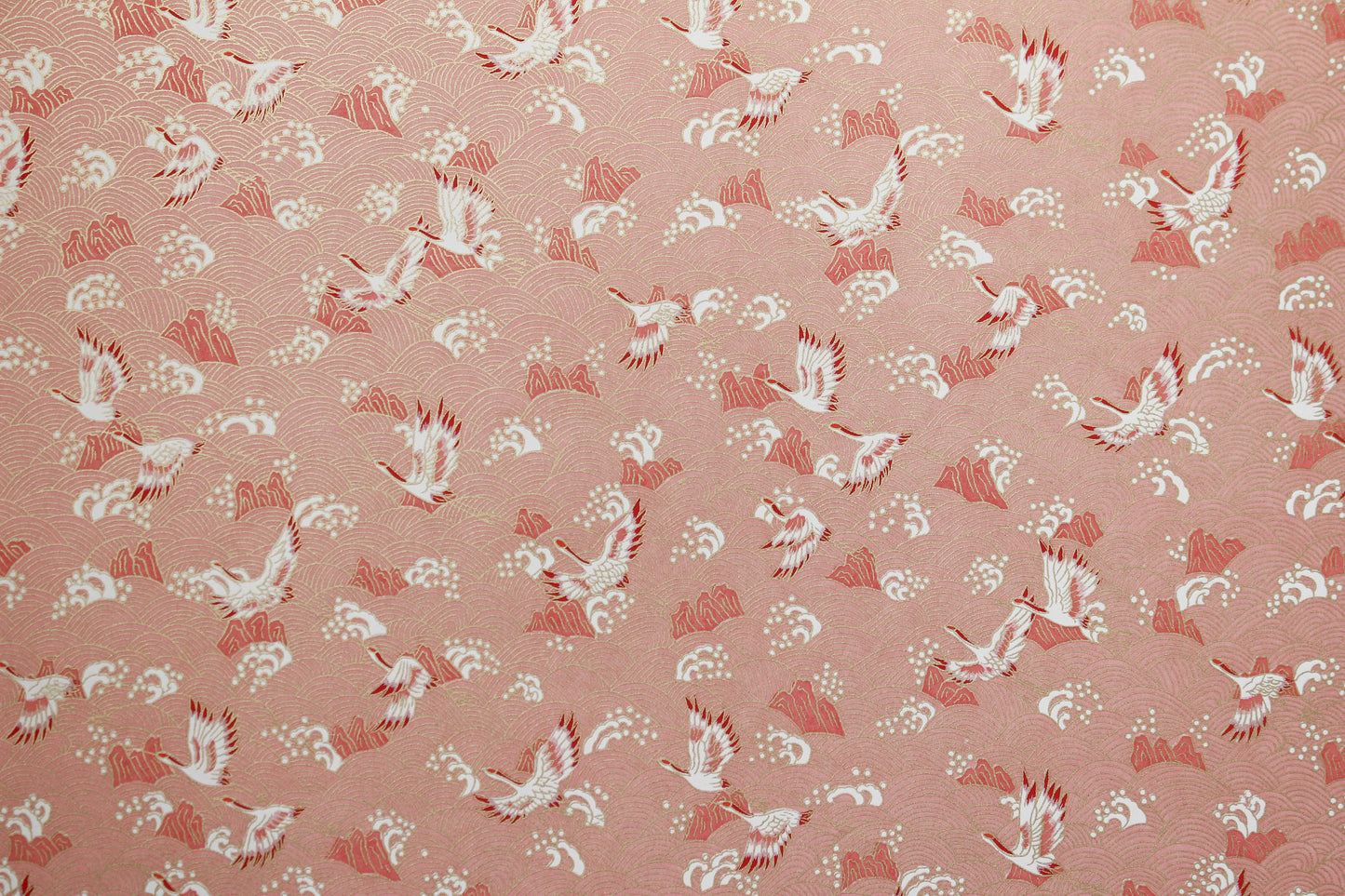 Chiyogami Gift Wrap - Cranes & Pink Waves | Flywheel | Stationery | Tasmania