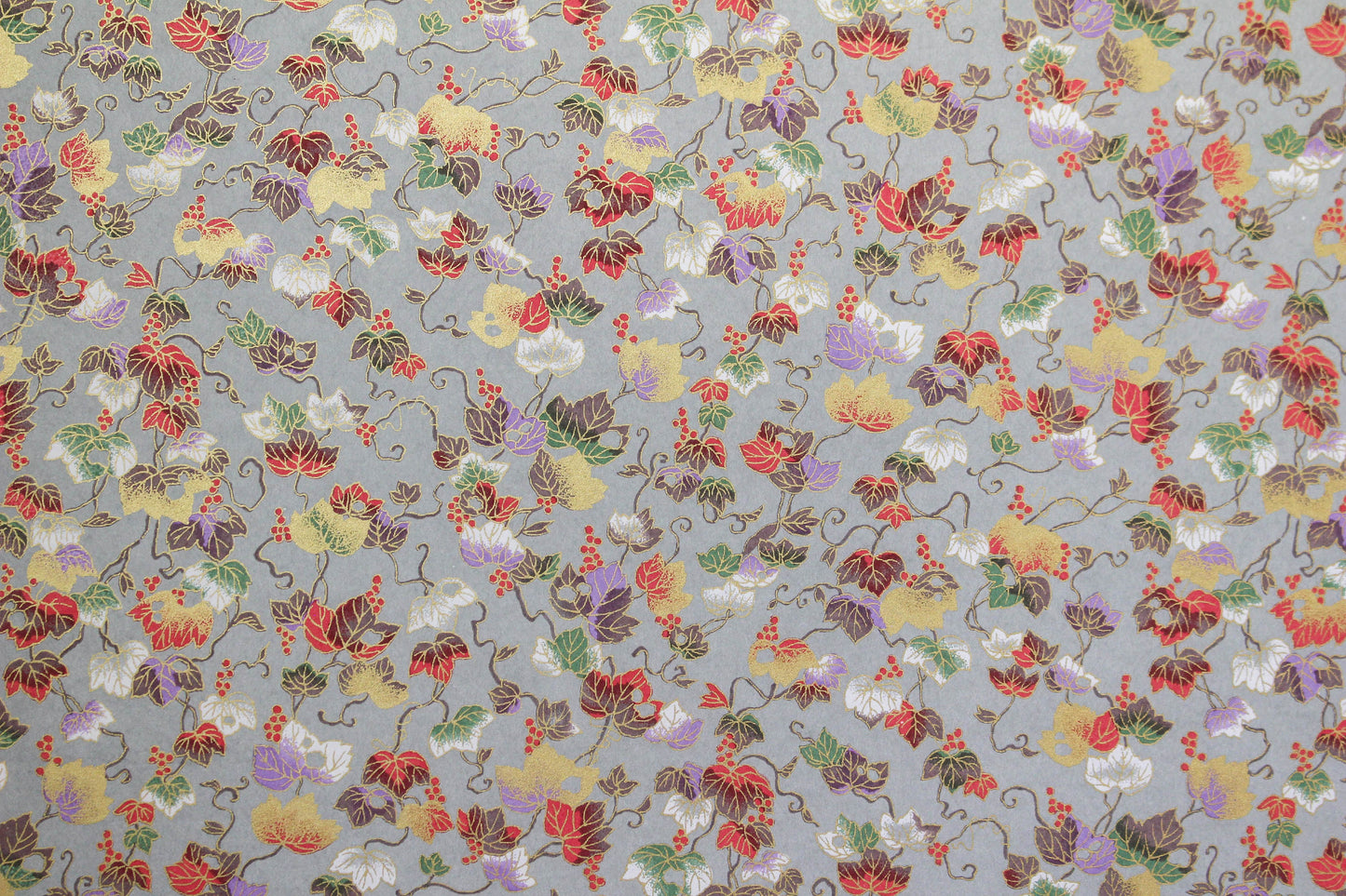 Chiyogami Gift Wrap - Grapes & Leaves on Grey | Flywheel | Stationery | Tasmania