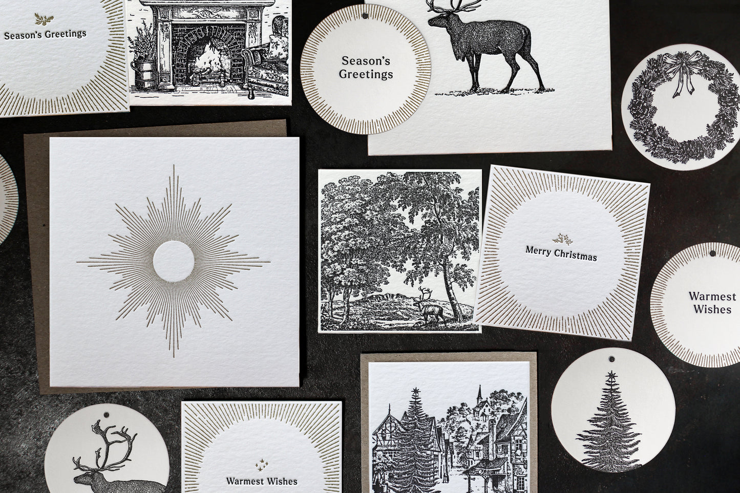 Letterpress Christmas Tags - Classic Christmas Gold | Flywheel | Stationery | Tasmania