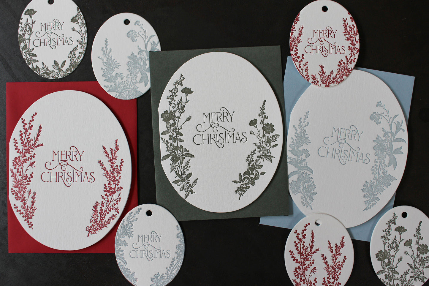 Letterpress Christmas Card - Botanical Blue | Flywheel | Stationery | Tasmania