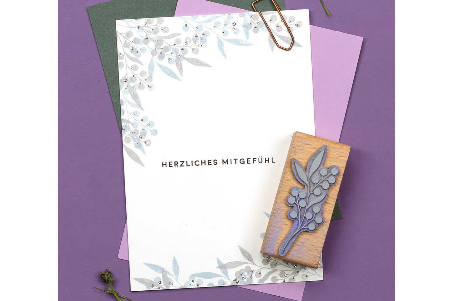 Perlenfischer Rubber Stamp - Wild Berry Branch | Flywheel | Stationery | Tasmania