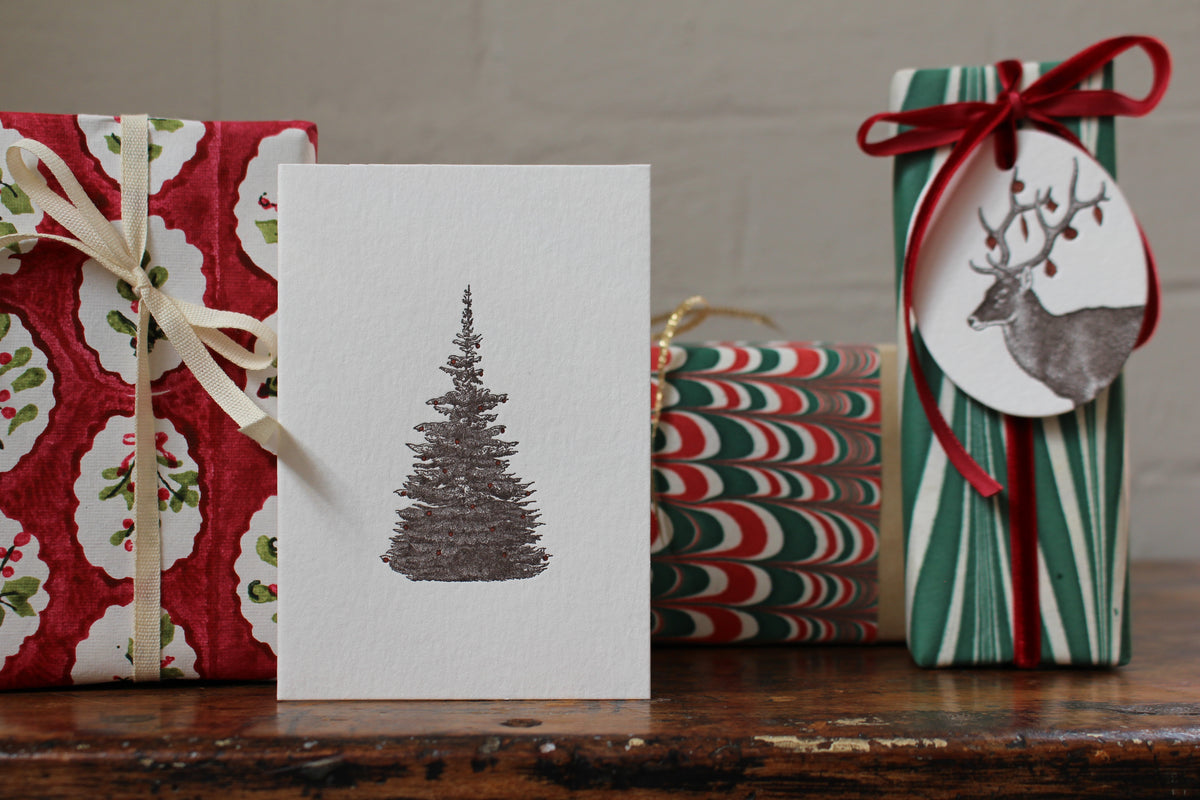 Letterpress Christmas Notecard - Christmas Tree General Flywheel Stationery Tasmania