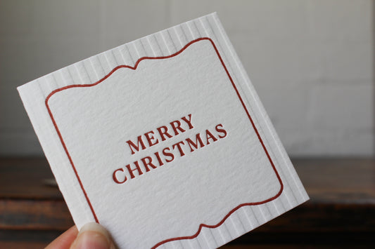Letterpress Christmas Notecard - Merry Christmas Stripes General Flywheel Stationery Tasmania