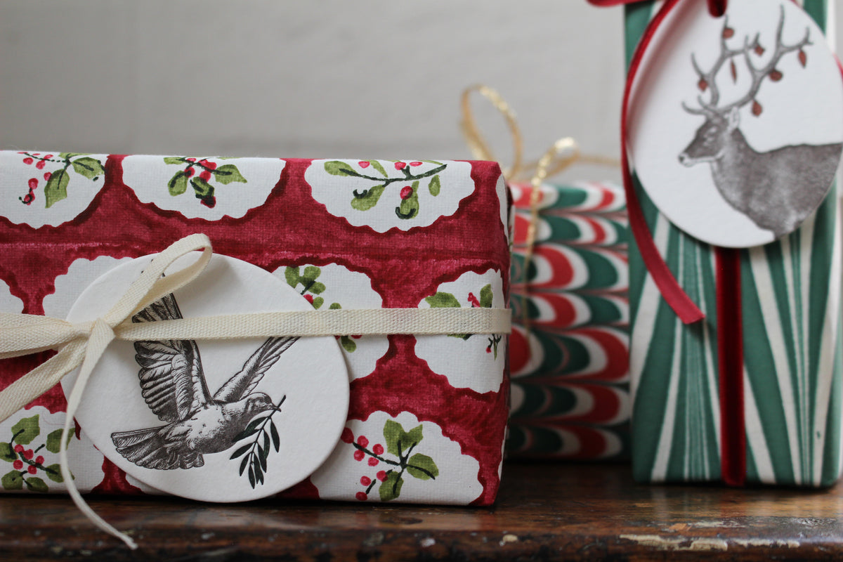 Letterpress Christmas Tag - Peace Dove General Flywheel Stationery Tasmania