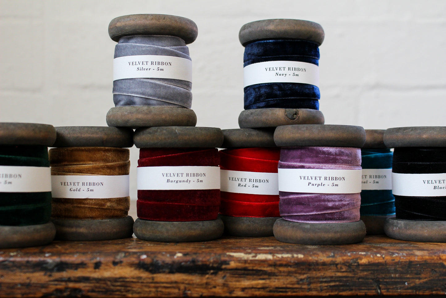Velvet Ribbon on Wooden Spool - Teal | Flywheel | Stationery | Tasmania