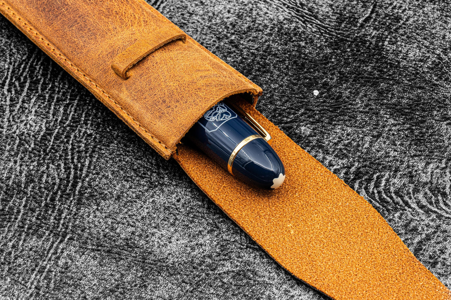 Galen Leather Slim Single Pen Sleeve - Crazy Horse Brown | Flywheel | Stationery | Tasmania