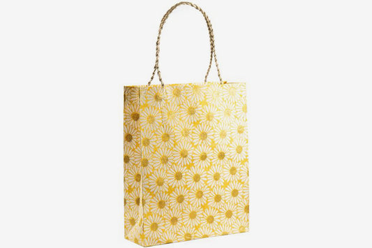 Lokta Gift Bag Large - Daisy White/Gold | Flywheel | Stationery | Tasmania