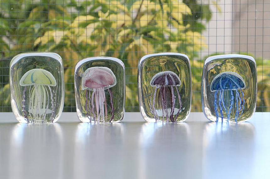 Here by Detail Jellyfish Paper Weight - Square/Blue | Flywheel | Stationery | Tasmania