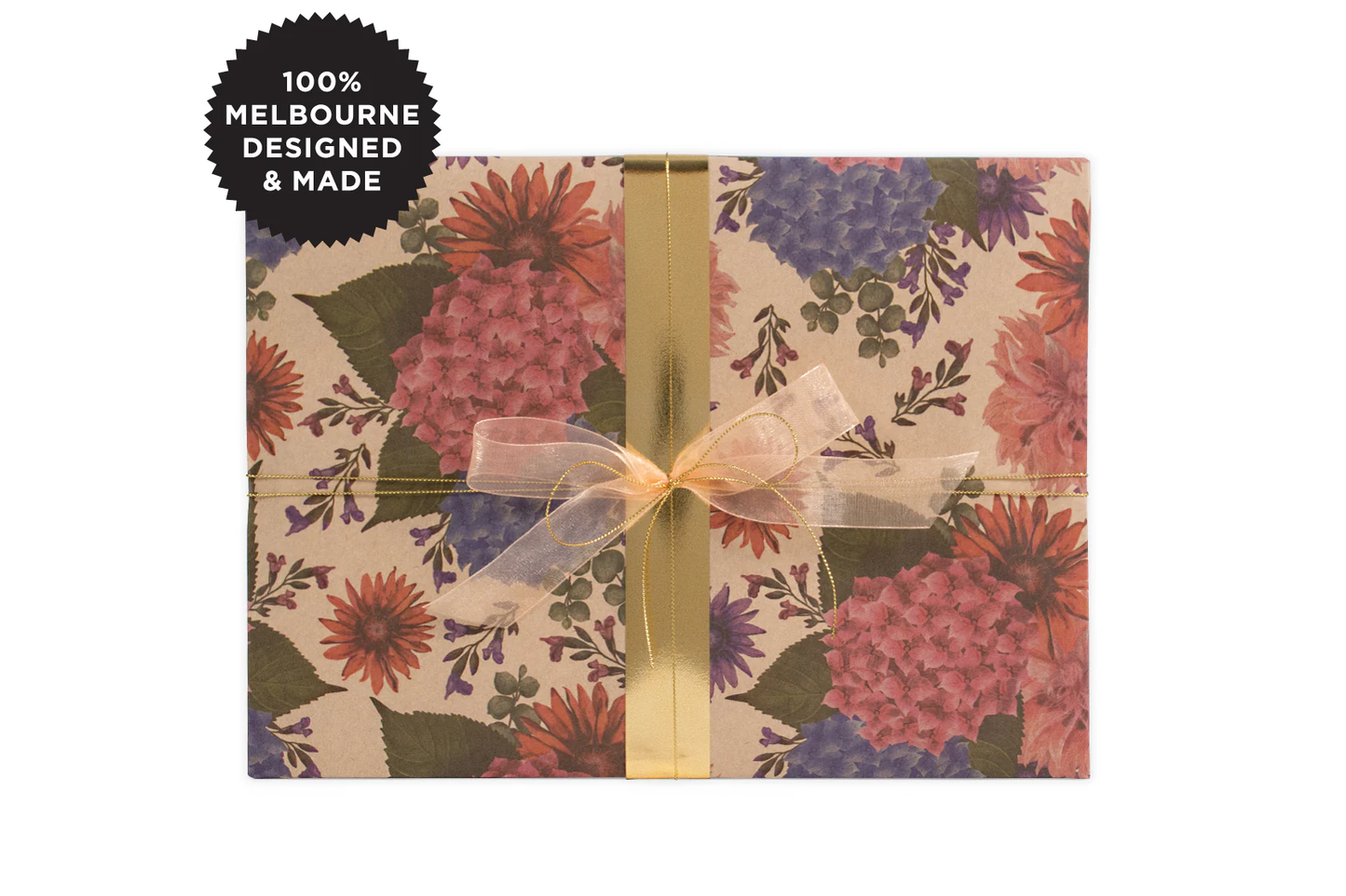 Inky Co Wrap - Hydrangea Posey Kraft | Flywheel | Stationery | Tasmania