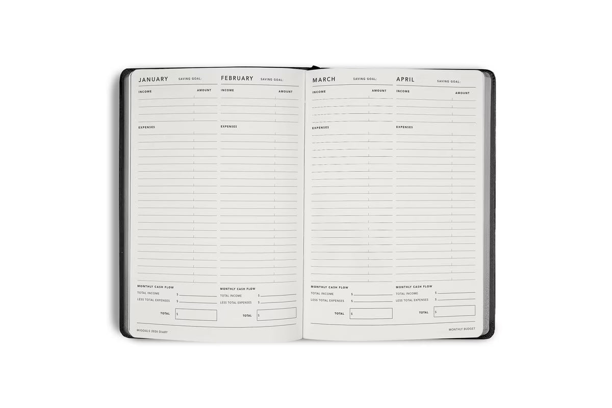 MiGoals 2026 A5 Weekly Diary - Black | Flywheel | Stationery | Tasmania