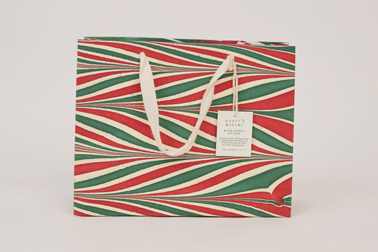 Paper Mirchi Hand Marbled Gift bag Medium - Candy Stripes Jolly Flywheel Stationery Tasmania