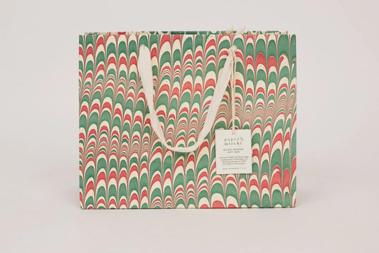 Paper Mirchi Hand Marbled Gift bag Medium - Scallops Jolly Flywheel Stationery Tasmania