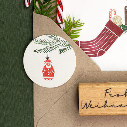 Perlenfischer Rubber Stamp - Small Santa | Flywheel | Stationery | Tasmania