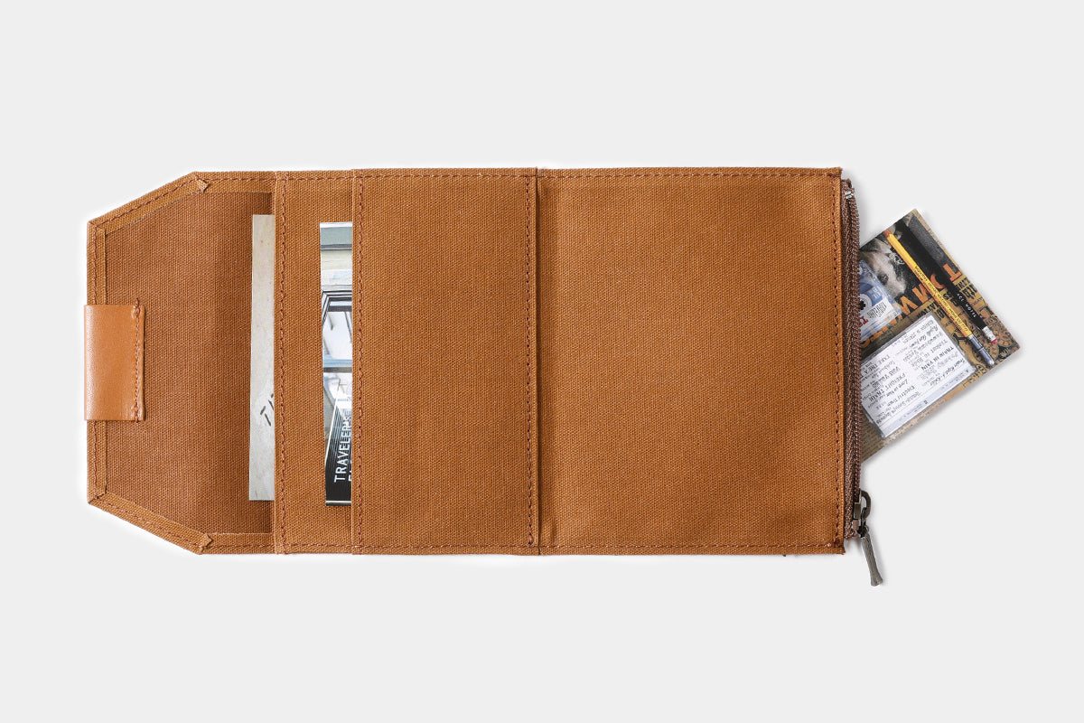 Traveler's Factory Passport Cotton Zipper Case - Brown | Flywheel | Stationery | Tasmania