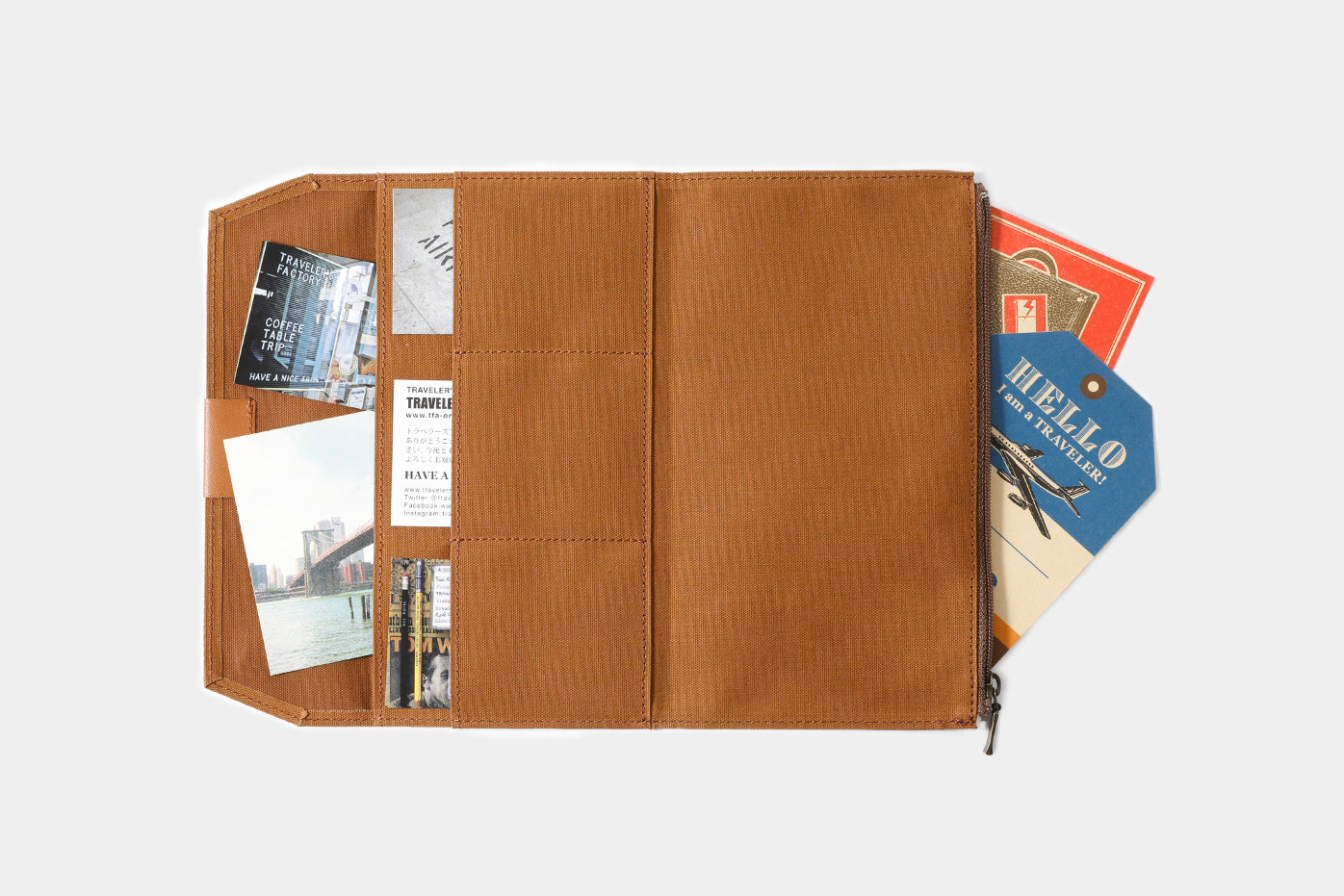 Traveler's Factory Regular Cotton Zipper Case - Brown | Flywheel | Stationery | Tasmania