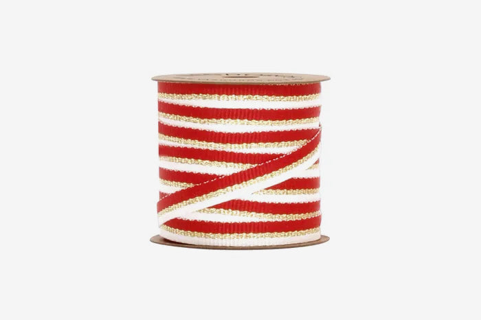Vandoros 10m Metallic Stripe Grosgrain Ribbon - Red | Flywheel | Stationery | Tasmania