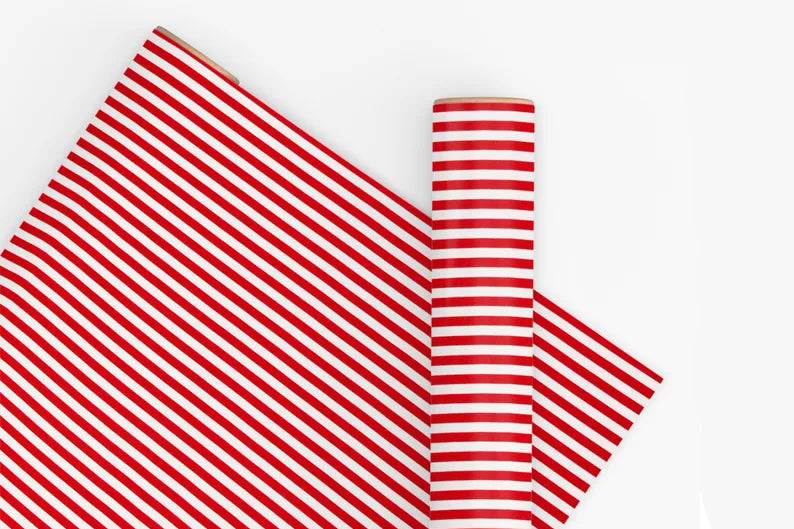 Vandoros 10m Wrapping Paper - Candy Stripe Red/White | Flywheel | Stationery | Tasmania