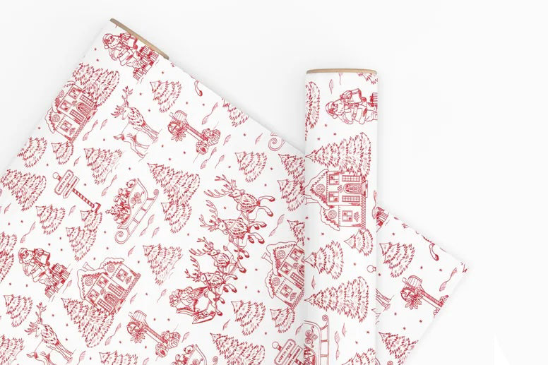 Vandoros 10m Wrapping Paper - Christmas Toile Red | Flywheel | Stationery | Tasmania