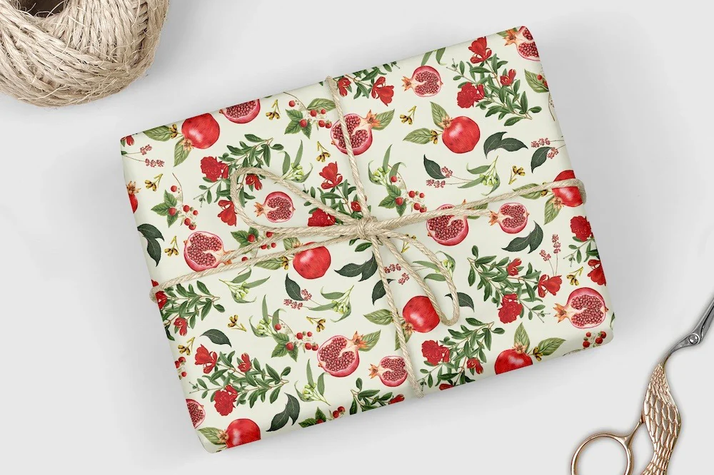 Zetta Florence Double Sided Decorative Wrap - Pomegranate | Flywheel | Stationery | Tasmania