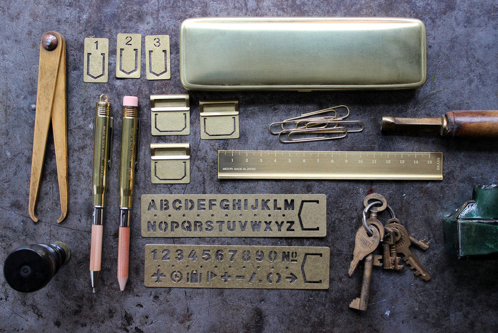 Traveler's Company Brass Template Bookmark - Alphabet | Flywheel | Stationery | Tasmania