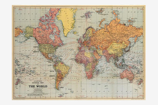Cavallini Poster - Map of the World | Flywheel | Stationery | Tasmania
