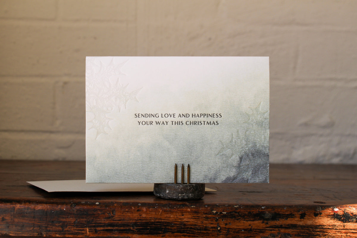 Letterpress Christmas Notecard Sending Love Flywheel