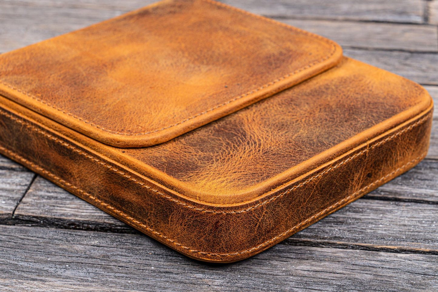 Galen Leather Magnum Opus 6 Slot Pen Case - Crazy Horse Brown | Flywheel | Stationery | Tasmania