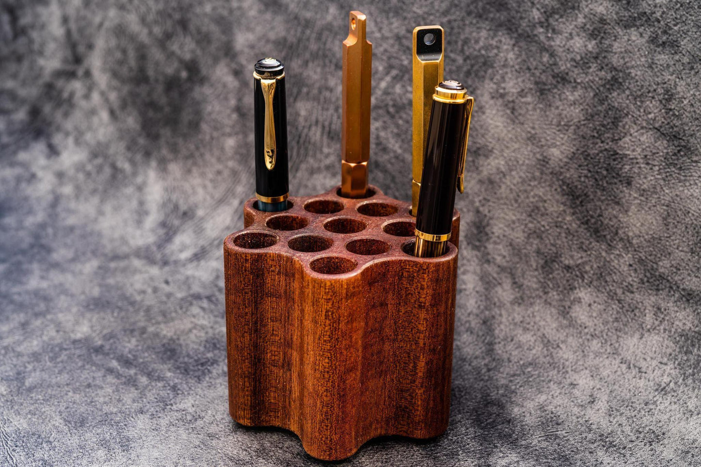 Galen Leather ToolComb Wooden Pen and Brush Holder | Flywheel | Stationery | Tasmania