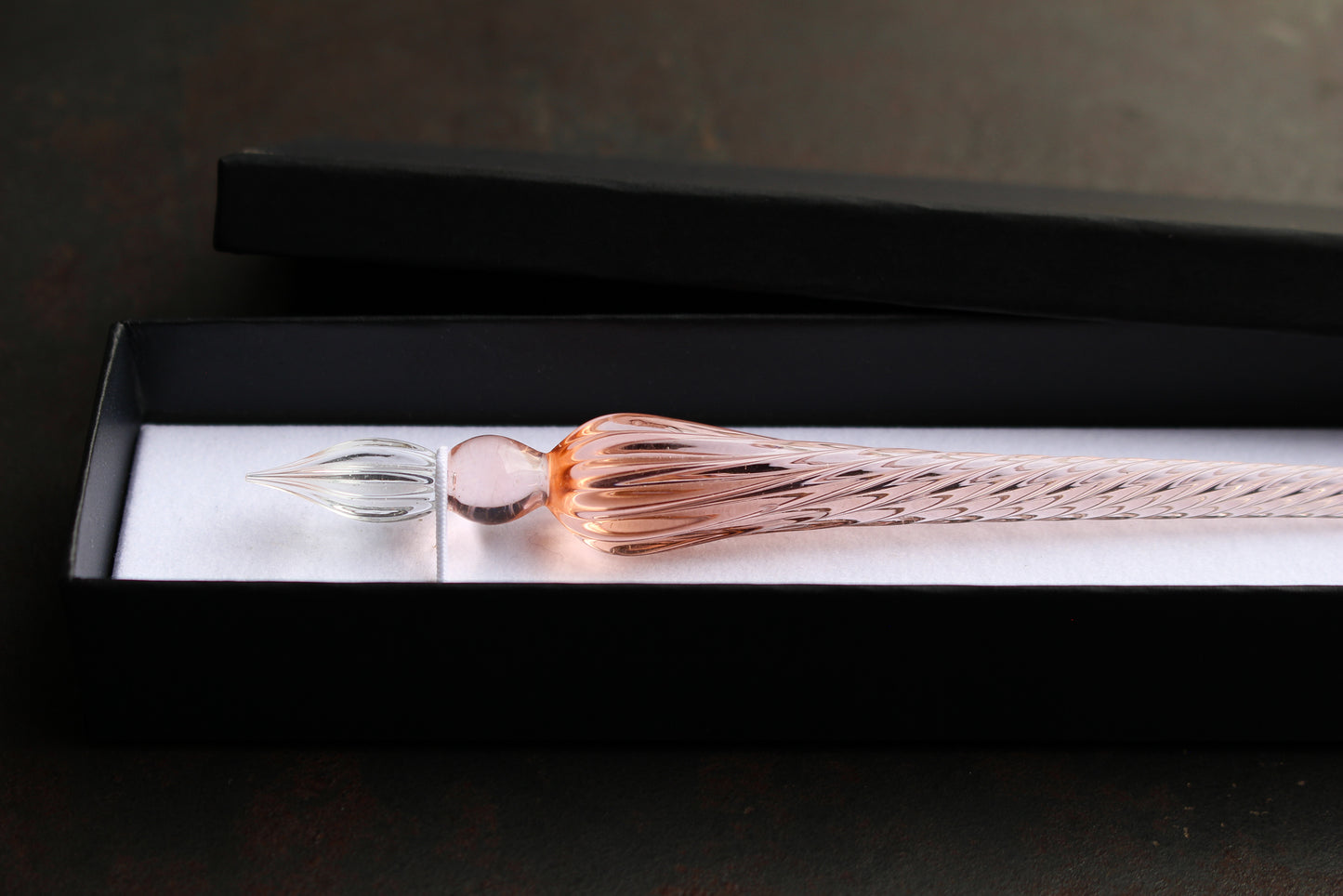Glass Dip Pen - Rose Pink Spiral | Flywheel | Stationery | Tasmania