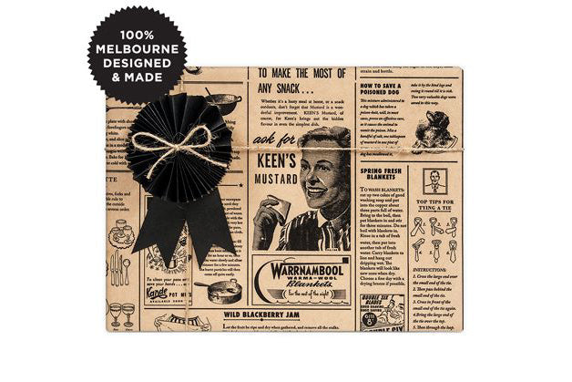 Inky Co Wrap - Vintage News Kraft | Flywheel | Stationery | Tasmania