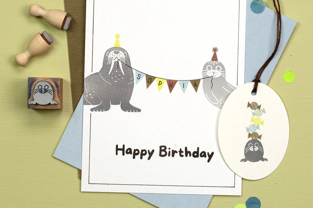 Perlenfischer Rubber Stamp - Happy Birthday Bold General Flywheel Stationery Tasmania