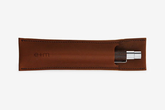 E+M Leather Pen Case - Cognac | Flywheel | Stationery | Tasmania