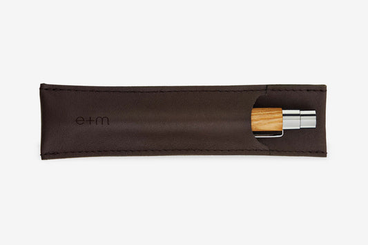 E+M Leather Pen Case - Mocca | Flywheel | Stationery | Tasmania