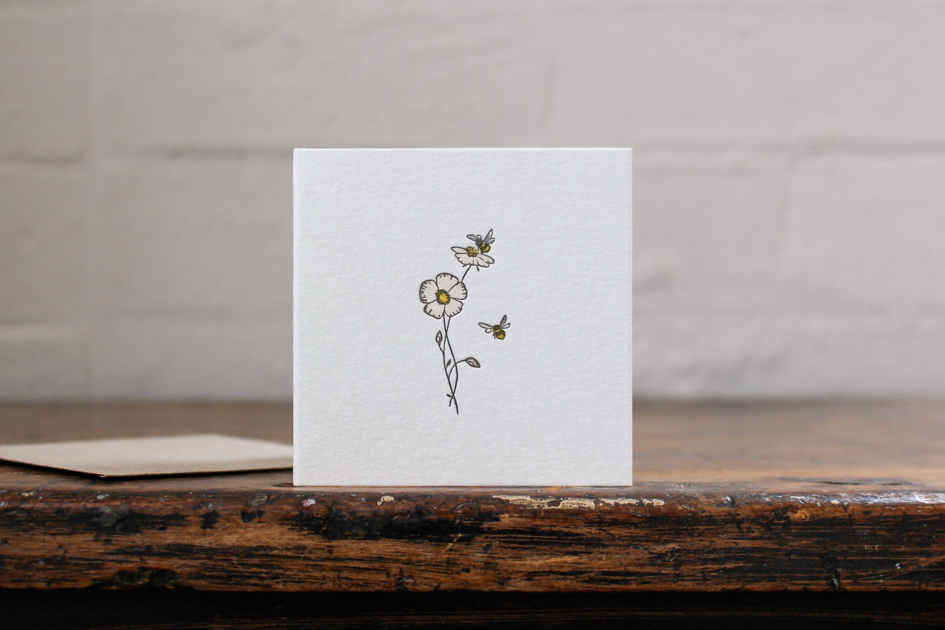 Letterpress Notecard - Bees & Flowers | Flywheel | Stationery | Tasmania