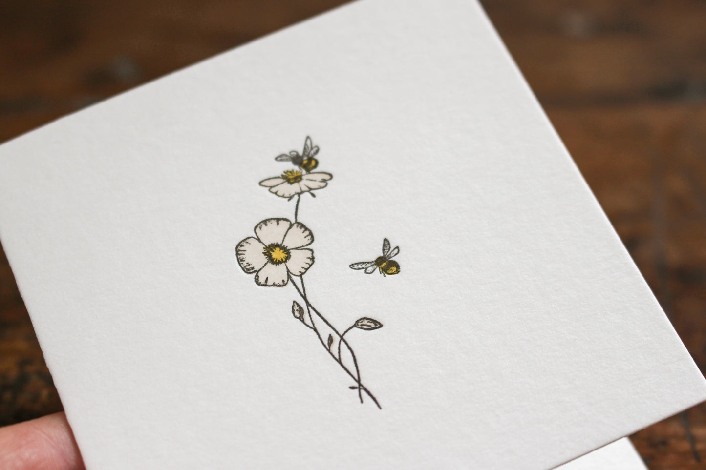 Letterpress Notecard - Bees & Flowers | Flywheel | Stationery | Tasmania