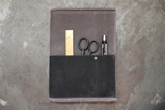 Parchment & Hide A5 Notebook Cover - Grey & Black | Flywheel | Stationery | Tasmania