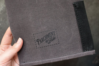 Parchment & Hide A5 Notebook Cover - Grey & Black | Flywheel | Stationery | Tasmania