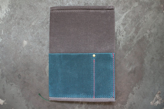 Parchment & Hide A5 Notebook Cover - Grey & Teal | Flywheel | Stationery | Tasmania