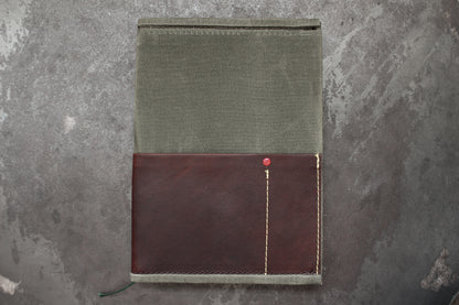 Parchment & Hide A5 Notebook Cover - Khaki & Leather | Flywheel | Stationery | Tasmania