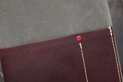 Parchment & Hide A5 Notebook Cover - Khaki & Leather | Flywheel | Stationery | Tasmania