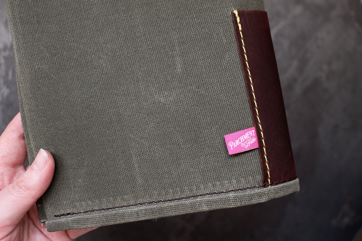 Parchment & Hide A5 Notebook Cover - Khaki & Leather | Flywheel | Stationery | Tasmania