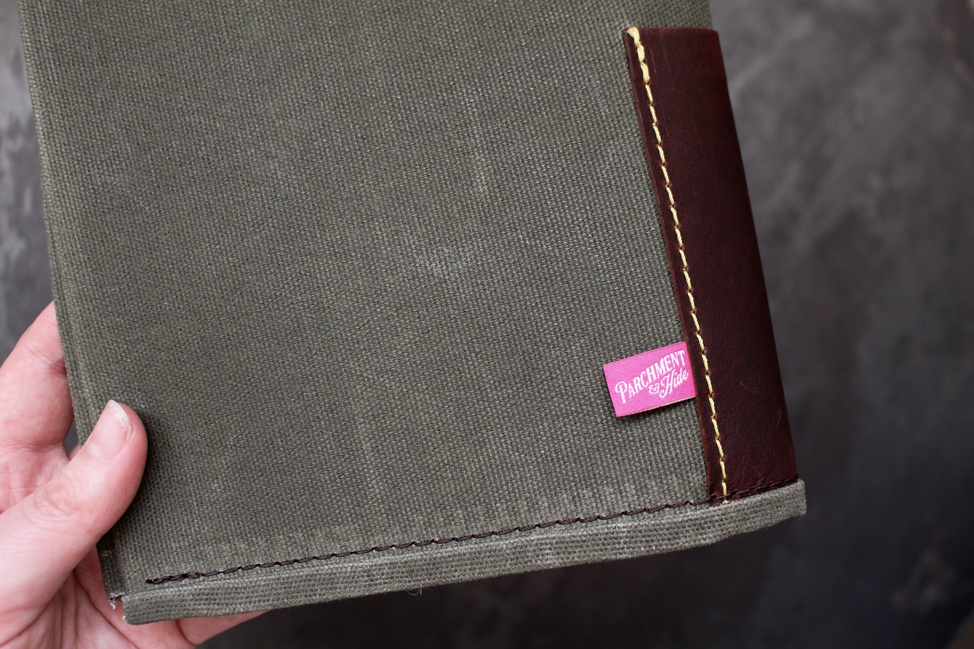 Parchment & Hide A5 Notebook Cover - Khaki & Leather | Flywheel | Stationery | Tasmania