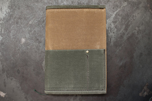 Parchment & Hide A5 Notebook Cover - Tan & Khaki | Flywheel | Stationery | Tasmania