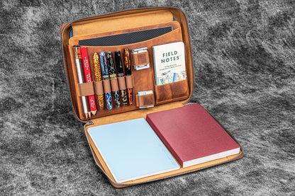 Galen Leather Compendium Bag - Crazy Horse Brown | Flywheel | Stationery | Tasmania