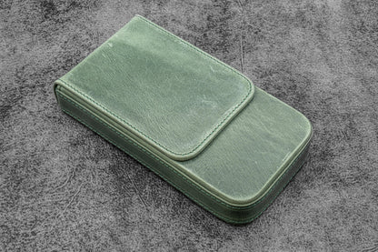 Galen Leather Magnum Opus 3 Slot Pen Case - Crazy Horse Forest Green | Flywheel | Stationery | Tasmania