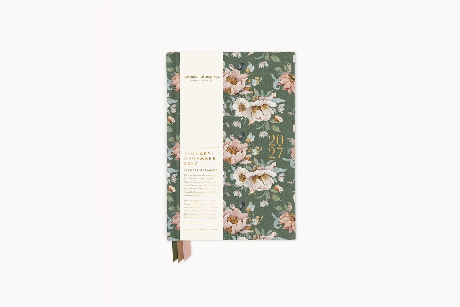 Bespoke Letterpress 2027 Petite Planner - Ashbourne Garden Flywheel Stationery Tasmania